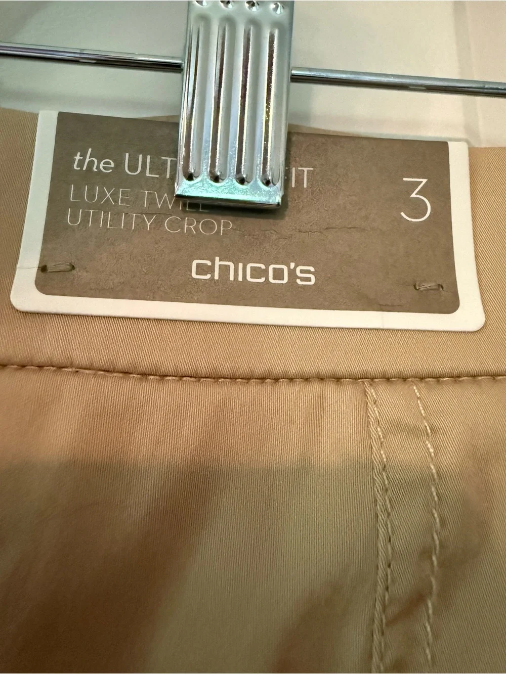 NWT Chico's | Tan Luxe Twill Utility Crop Pants | Size 3 - Picture 6 of 10